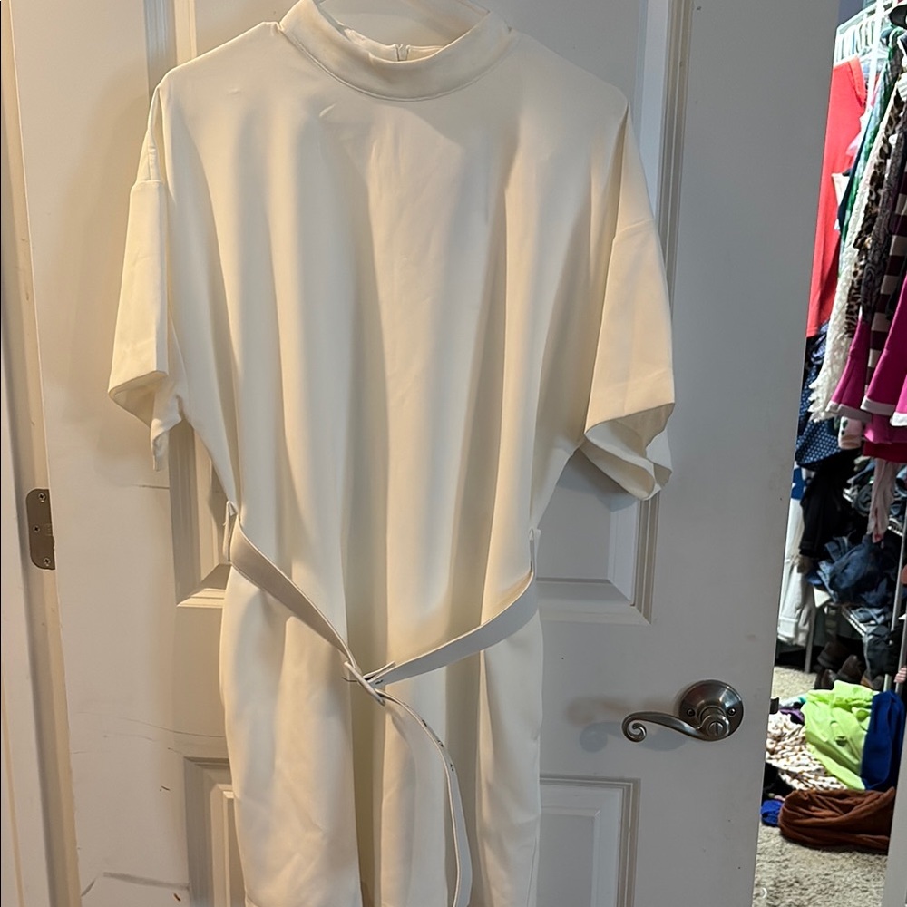 Ellison Ivory Sleeve Mock Neck Mini Dress
